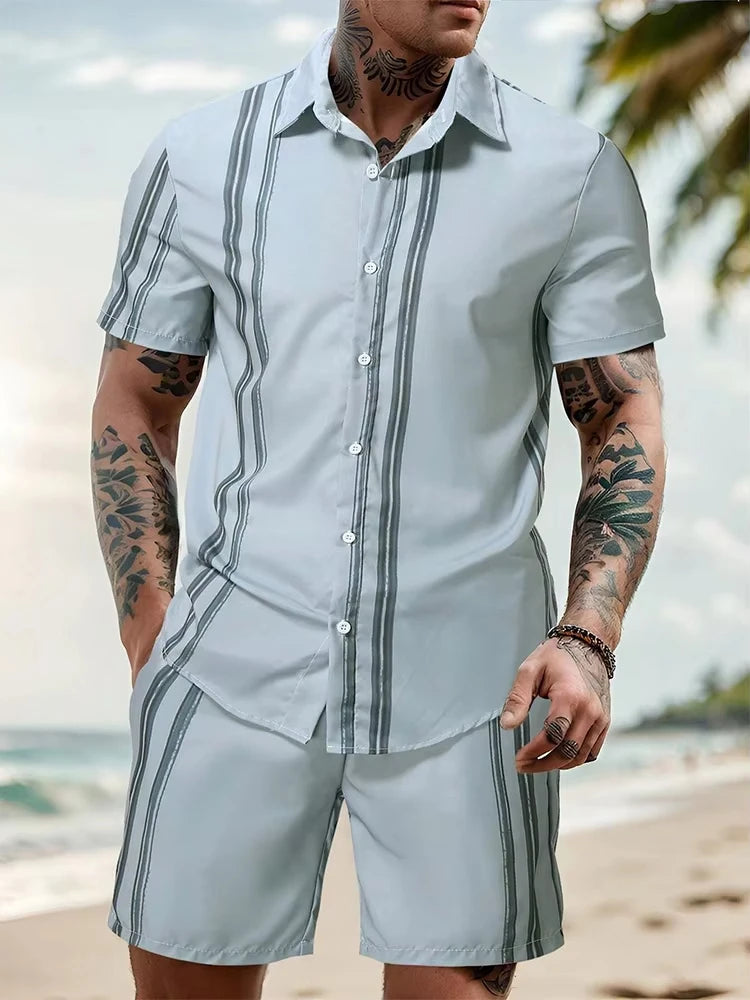 Men's Short Sleeve Shirt And Beach Shorts.