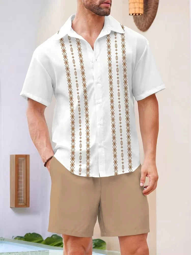 Men's Short Sleeve Shirt And Beach Shorts.