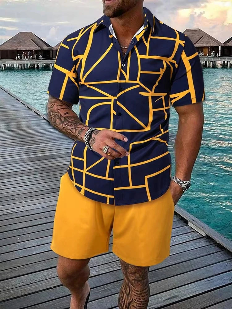 Men's Short Sleeve Shirt And Beach Shorts.