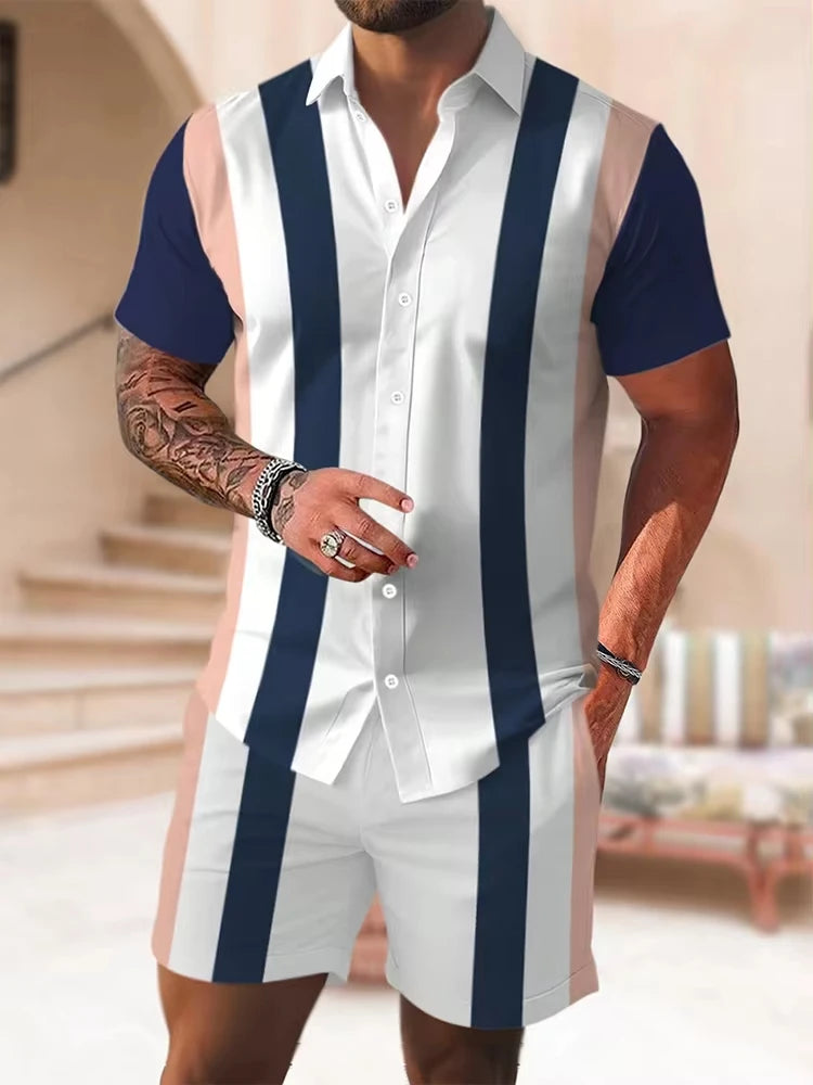 Men's Short Sleeve Shirt And Beach Shorts.