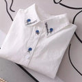 New Pure Cotton White Shirts Women Tops.