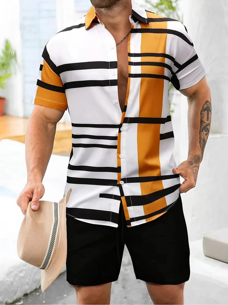 Men's Short Sleeve Shirt And Beach Shorts.