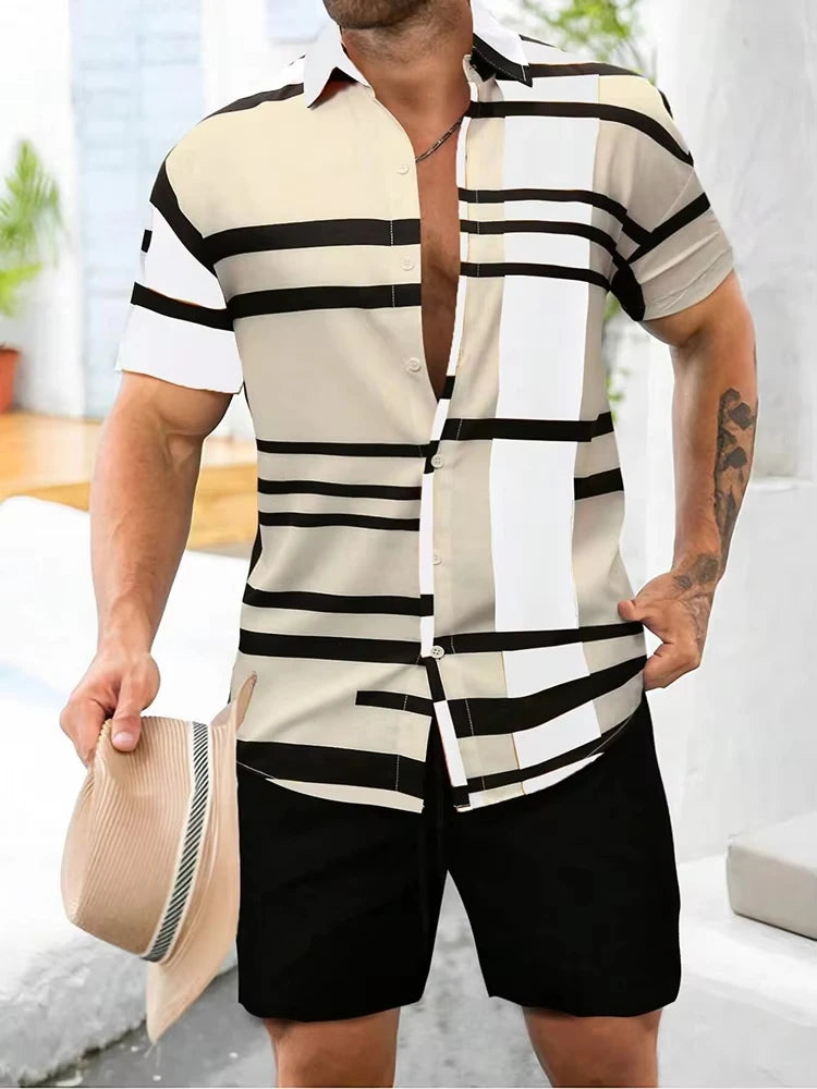 Men's Short Sleeve Shirt And Beach Shorts.