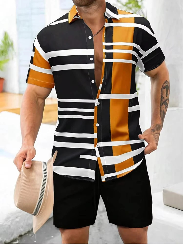 Men's Short Sleeve Shirt And Beach Shorts.