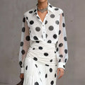 Women's Vintage Polka Dot Chiffon Shirt.
