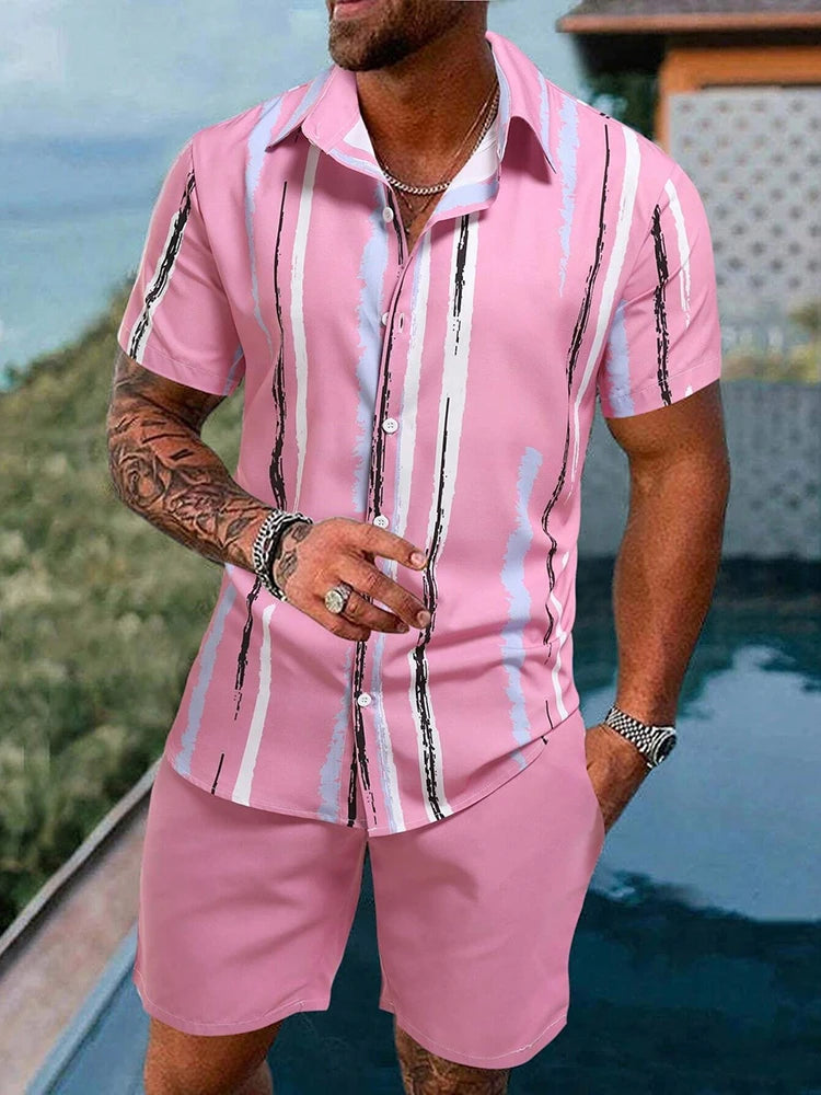 Men's Short Sleeve Shirt And Beach Shorts.