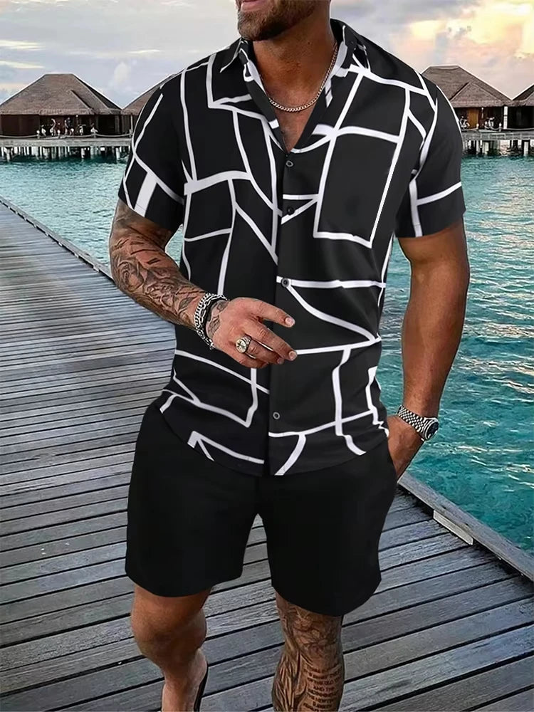 Men's Short Sleeve Shirt And Beach Shorts.