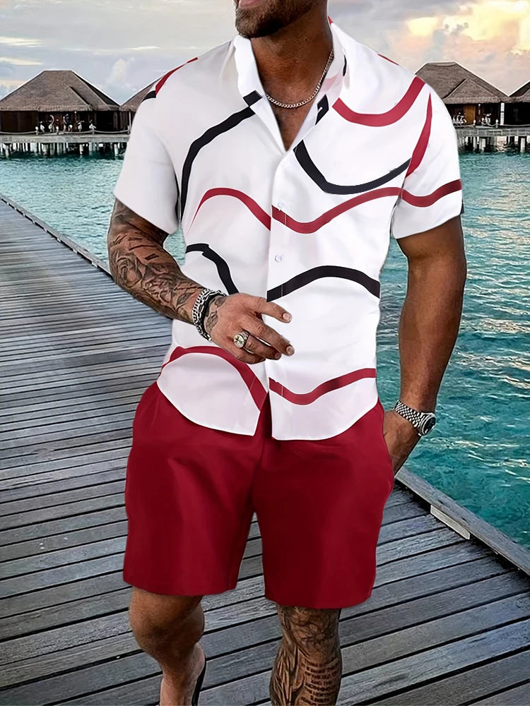 Men's Short Sleeve Shirt And Beach Shorts.
